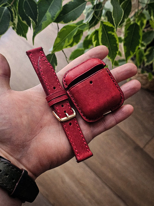 Airpods Case + Watch Strap / Bordeaux