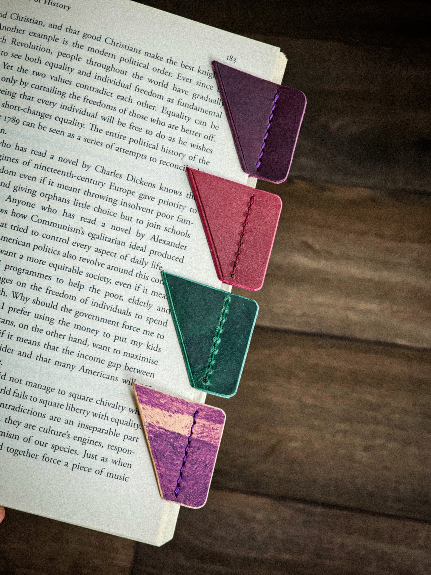 "Clip" Leather Bookmark (options available)