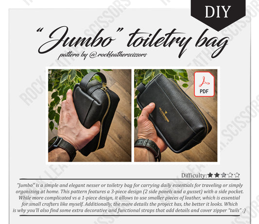 "Jumbo" Toiletry Bag Pattern (S size)